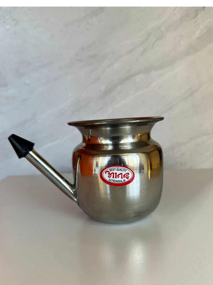 Stainless steel Jal Neti nasal cleansing pot